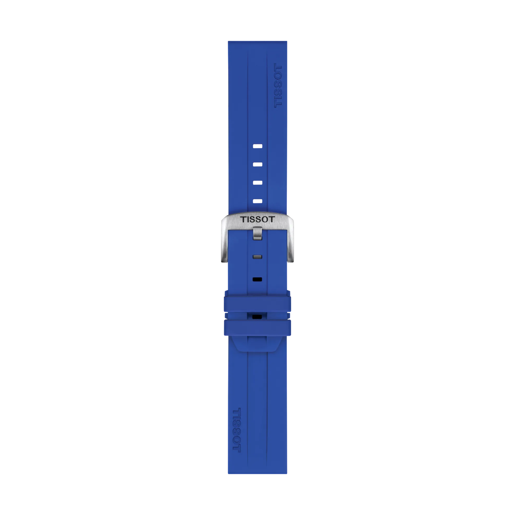 Front view of Tissot Official Blue Silicone Strap Lugs 22 mm