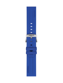 Front view of Tissot Official Blue Silicone Strap Lugs 22 mm