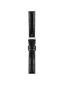 Front view of Tissot αυθεντικό μαύρο δερμάτινο λουράκι πτερύγια 15 mm