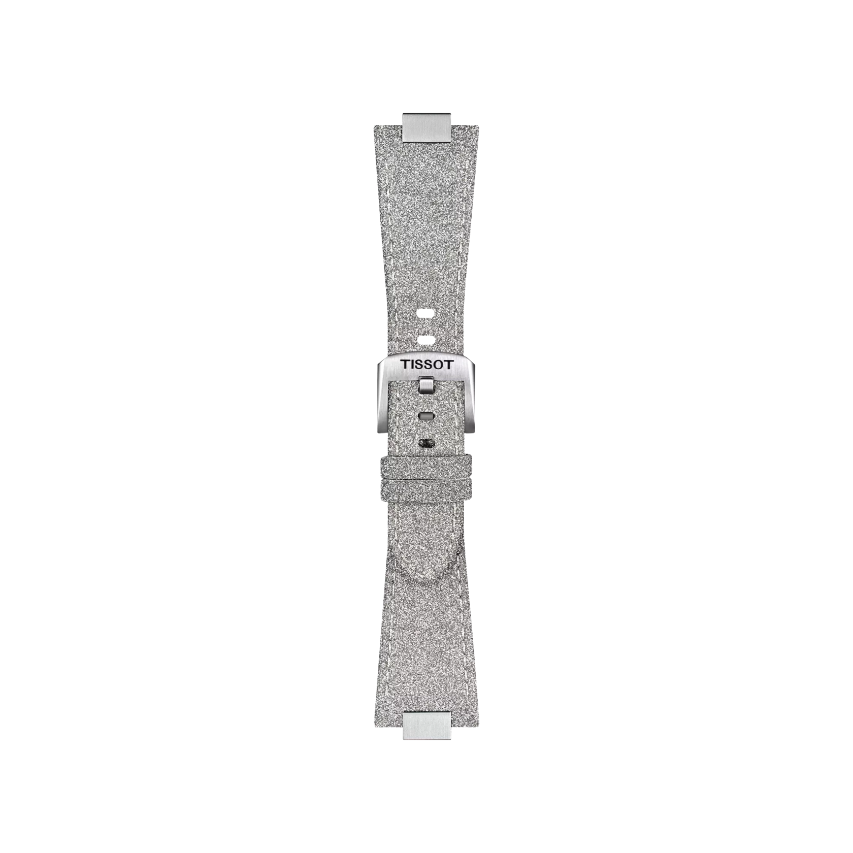 Front view of Tissot Official Grey PRX 35mm Synthetic Strap