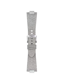 Front view of Tissot Official Grey PRX 35mm Synthetic Strap