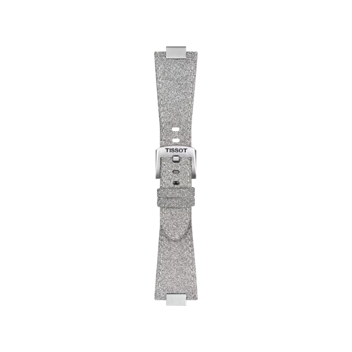Front view of Tissot Official Grey PRX 35mm Synthetic Strap