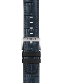 Bracelet officiel Tissot cuir bleu et parties caoutchouc entre-cornes 22 mm