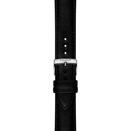 Zoom on 天梭表官方黑色純素皮革錶帶，錶耳尺寸20MM