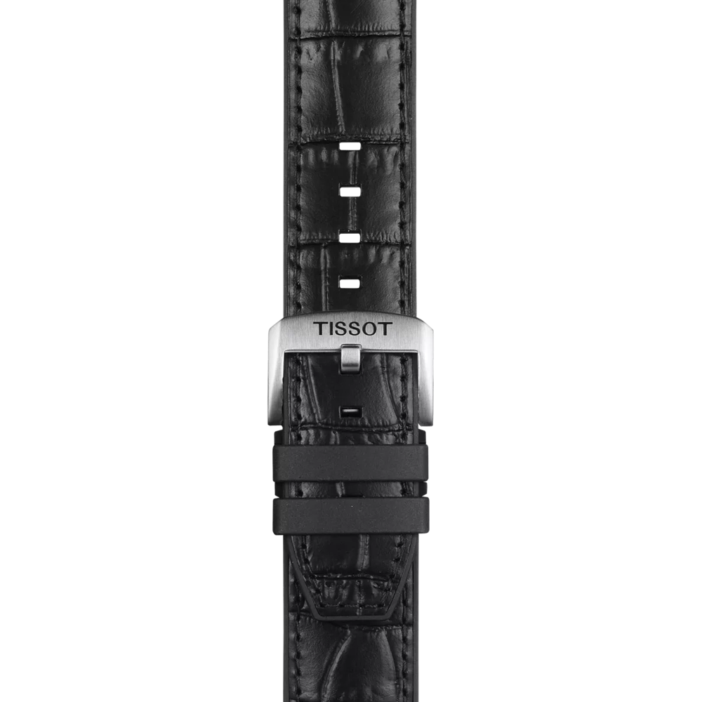 Correa negra de piel y caucho oficial Tissot 22 mm