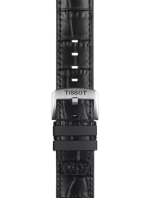 Bracelet officiel Tissot cuir noir et parties caoutchouc entre-cornes 22 mm