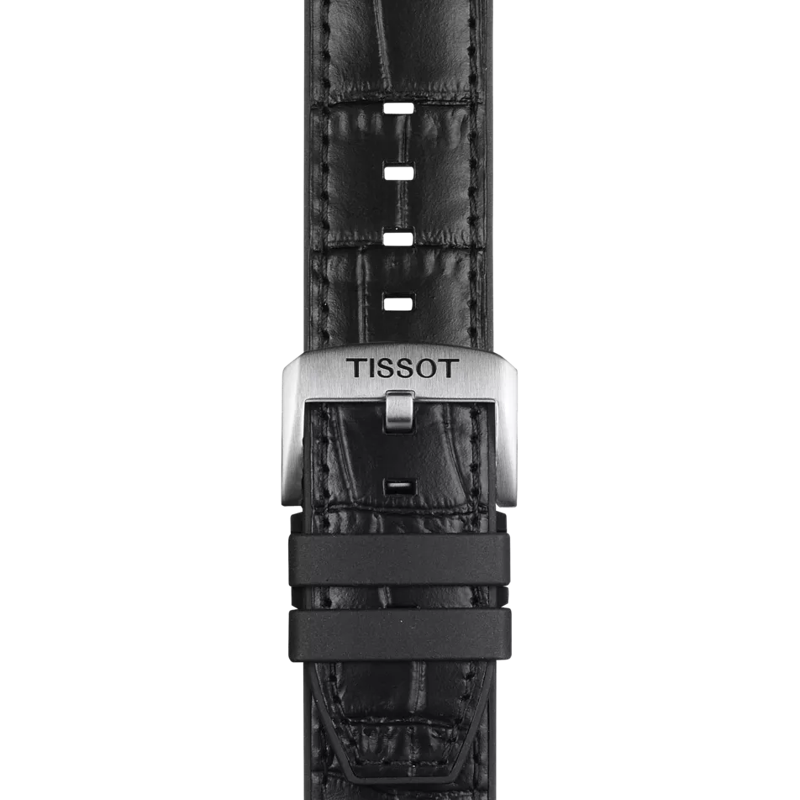 Correa negra de piel y caucho oficial Tissot 22 mm