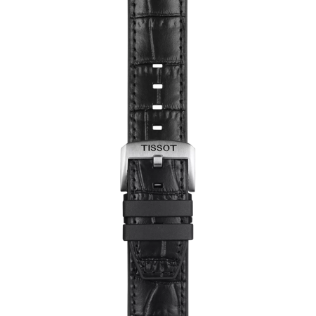 Skórzany czarny pasek Tissot z gumowymi elementami 22 mm 