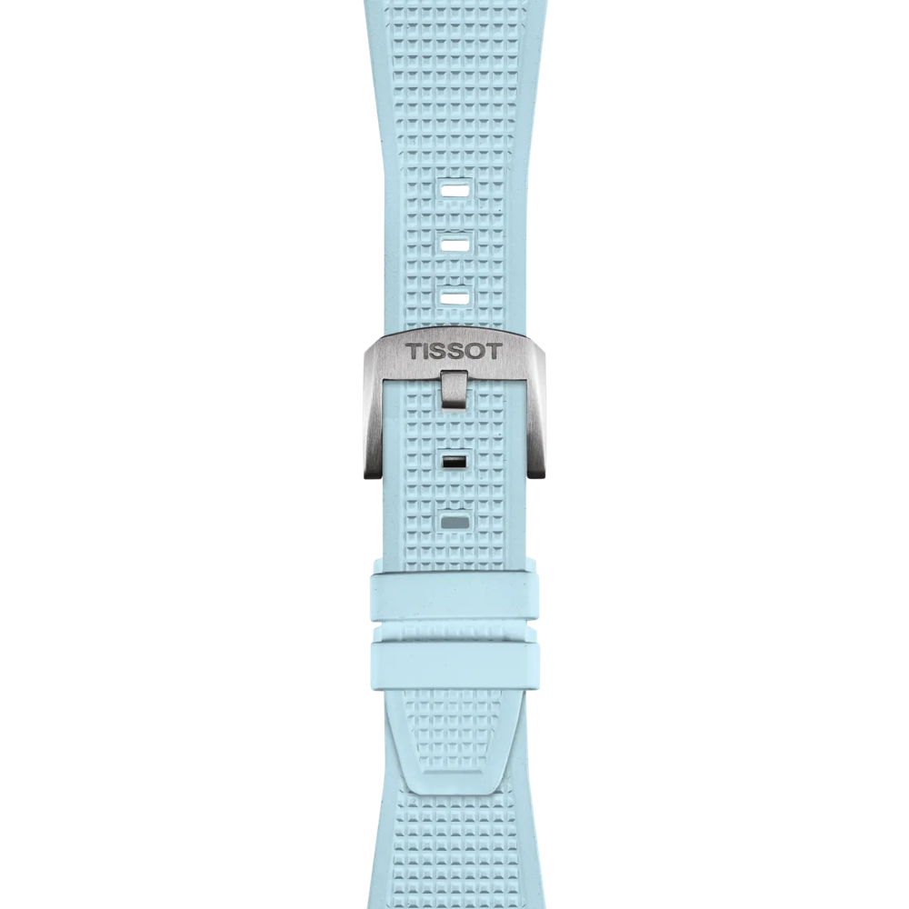 Zoom on Tissot Official PRX Light Blue Rubber Strap