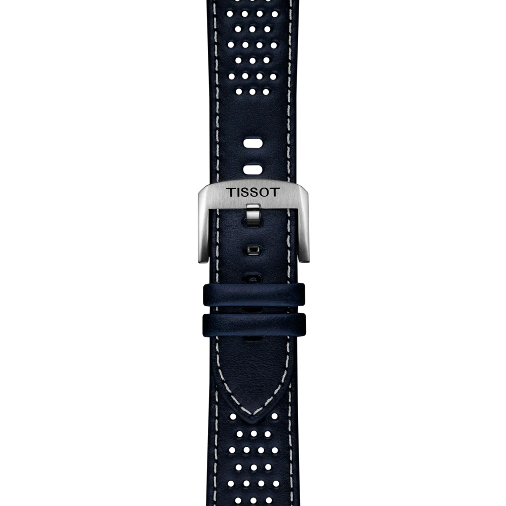 Zoom on Tissot Official Blue Leather Strap Lugs 22 mm