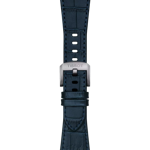 Zoom sobre Correa oficial Tissot de cuero azul oscuro con terminal de acero