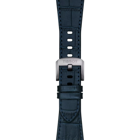 Zoom on Tissot Official Dark Blue PRX 40mm Leather Strap With Steel Endpiece