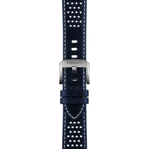 Zoom on Tissot Official Blue Leather Strap 20 mm