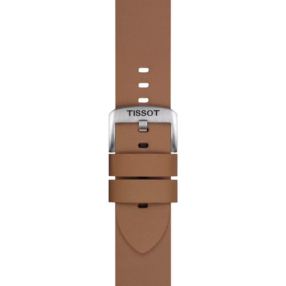 Zoom on Tissot Official Light Brown Synthetic Strap Lugs 22 mm