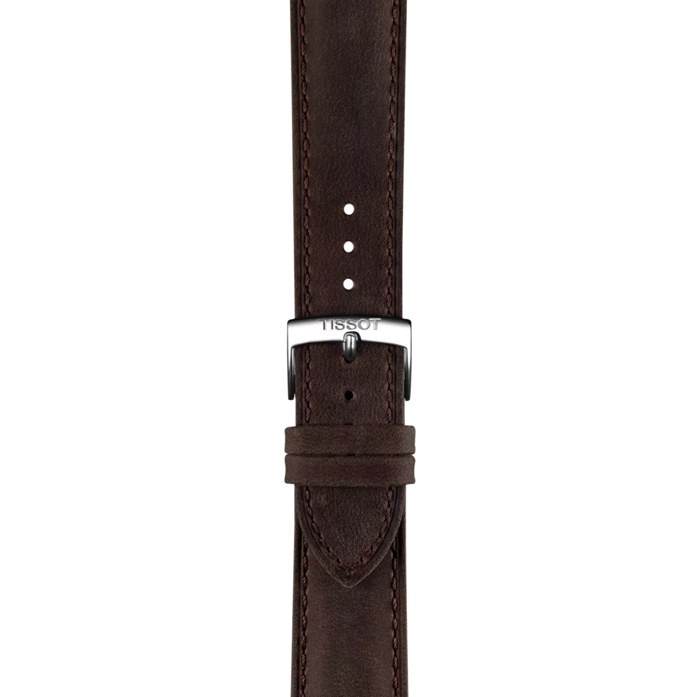 Zoom on Tissot Official Brown Leather Strap 20 mm