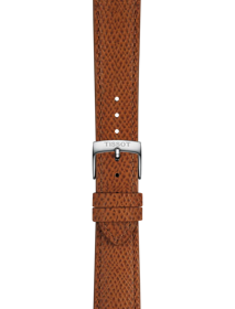 Zoom on Tissot Official Brown Leather Strap 18 mm