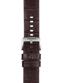 Zoom on Tissot αυθεντικό καφέ δερμάτινο λουράκι πτερύγια 22 mm