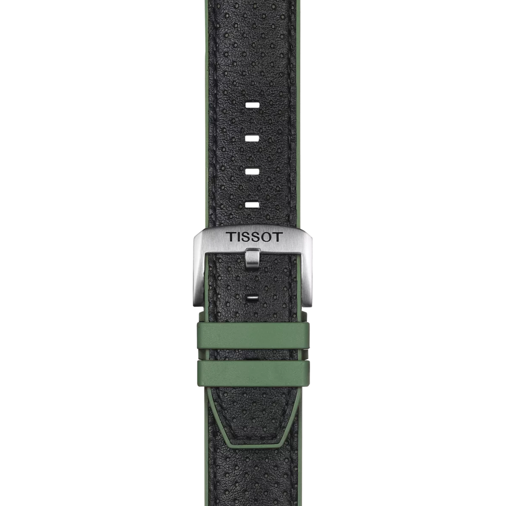 Correa verde de piel y caucho oficial Tissot 22 mm