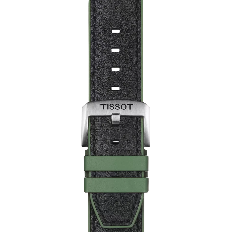 Correa verde de piel y caucho oficial Tissot 22 mm