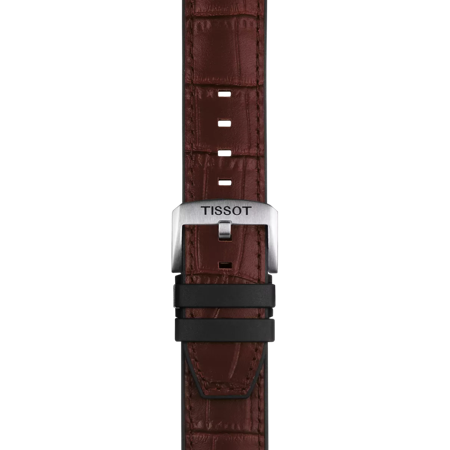 Tissot official brown leather and rubber parts strap lugs 22 mm