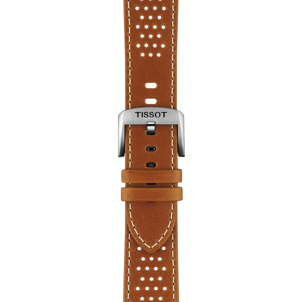 Zoom on Tissot Official Light Brown Leather Strap Lugs 22mm