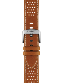 Zoom on Tissot Official Light Brown Leather Strap Lugs 22mm