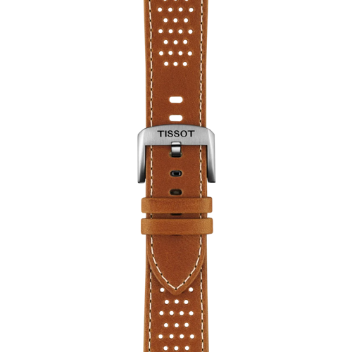 Zoom on Tissot Official Light Brown Leather Strap Lugs 22mm