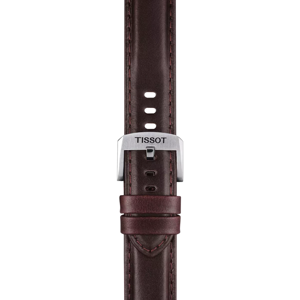 Zoom on Tissot αυθεντικό καφέ δερμάτινο λουράκι πτερύγια 20 mm