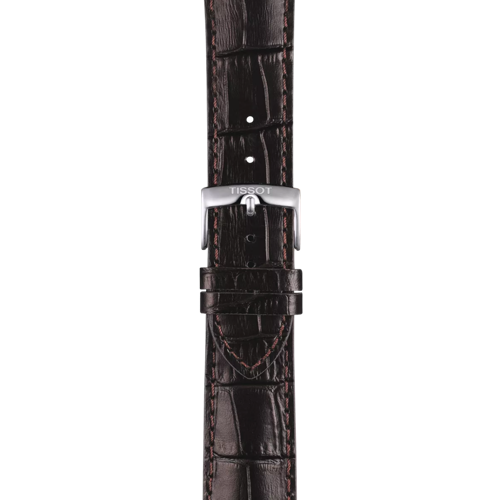 Zoom on Tissot official brown leather strap lugs 22 mm