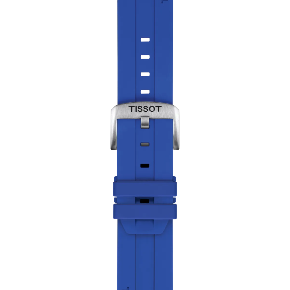 Zoom on Tissot Official Blue Silicone Strap Lugs 22 mm